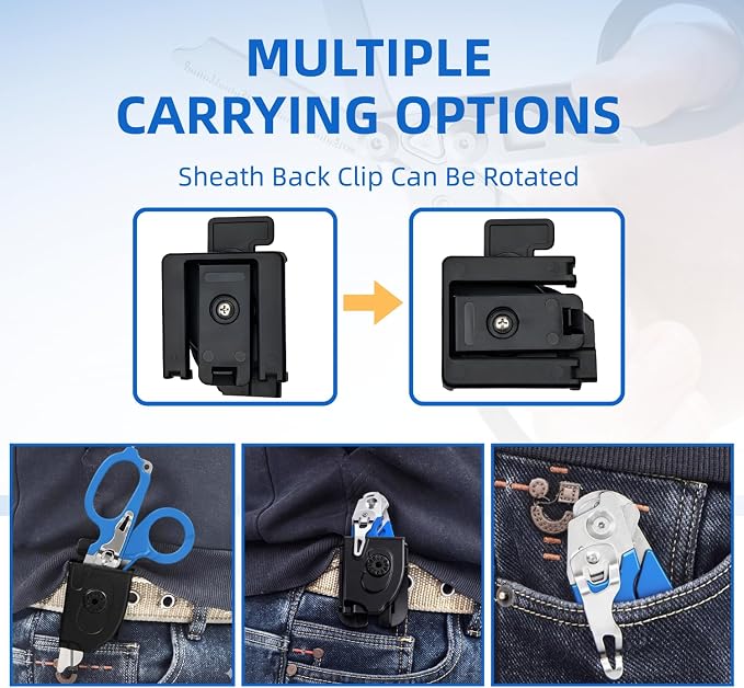 Heavy Duty 6 in 1 Multifunctional Trauma Shears Foldable | Stainless Steel emergency response scissors | Survival Shears with Holster | Medical Trauma shears Tactical With Strap Cutter | Blue