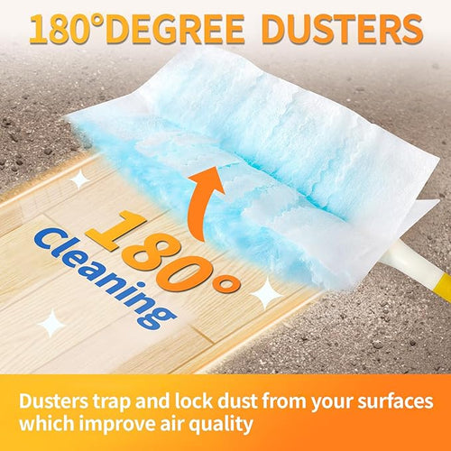 100 Count Electrostatic Duster Refills Compatible with Swiffer Duster, Multi-Surface Dusting Refills, Microfibre Dusters for Cleaning, Unscented