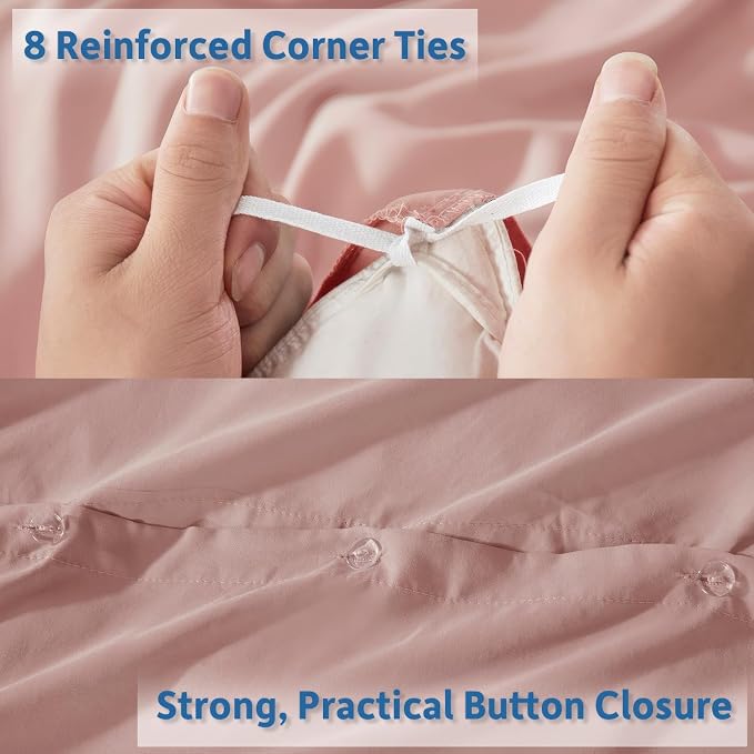 Nestl Blush Pink Duvet Cover King Size - Soft Double Brushed King Duvet Cover Set, 3 Piece, with Button Closure, 1 Duvet Cover 104x90 inches and 2 Pillow Shams