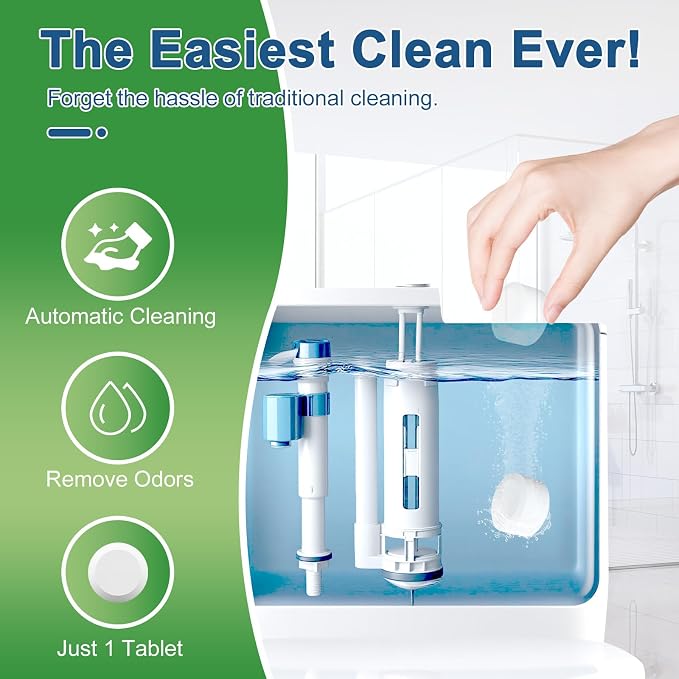 Msvvko Toilet Bowl Cleaner Tablets - 30 Pack Automatic Cleaners with Bleach, Slow-Releasing Toilet Tank Cleaners for Deodorizing & Descaling, Household Toilet Cleaners against Tough Stains