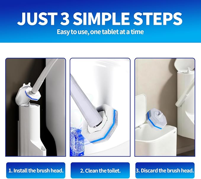 Disposable Toilet Brush,Toilet Bowl Cleaner,Wall Mounted Toilet Bowl Brush with 36 Refills for Deep Toilet Cleaning,Toilet Brush and Holder Set for Hygienic Bathroom Maintenance(White)