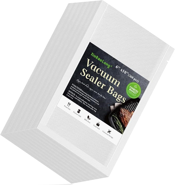 Vacuum Sealer Bags, 6" x 10", 360 Pcs | Commercial Grade, BPA Free, Customized Size, Sous Vide Cooking, Puncture Prevention, Kitchen Essentials