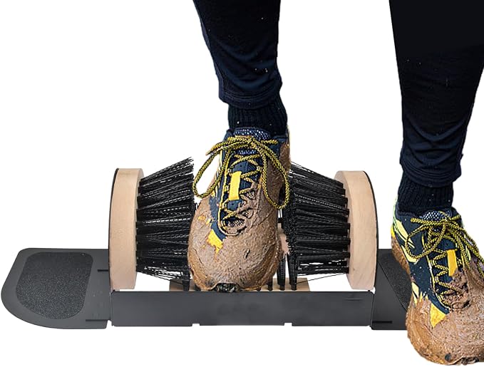 Shoe Cleaning Scraper, 23.5x10.5cm Wooden Metal Boot Dirt Cleaner Heavy Duty Brush for Outside Entryway, Mud, Snow, Farm, Camping, Easy Dirt Removal, Footwear Care