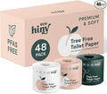 ecoHiny Premium & Soft Bamboo Toilet Paper | PFAS Free | 48 Mega Rolls, 3 ply & 350 Sheets | Non Toxic, FSC Certified, Septic Safe, BPA Free | Tree Free Toilet Tissue | Plastic Free Packaging