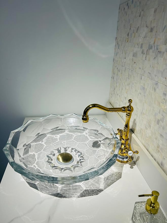 Transparent Glass Vessel Sink In washbasin sink | Vanity Countertop Sink with Pop Up Drain |WF-LA706