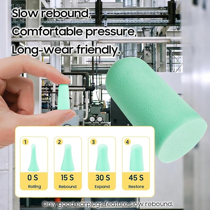 500 Pairs Foam Ear Plugs Bulk Individually Wrapped 32dB - Disposable Ear Plug Noise Reduction Safety Soft Earplugs for Sleeping Construction Shooting Industrial Work Use