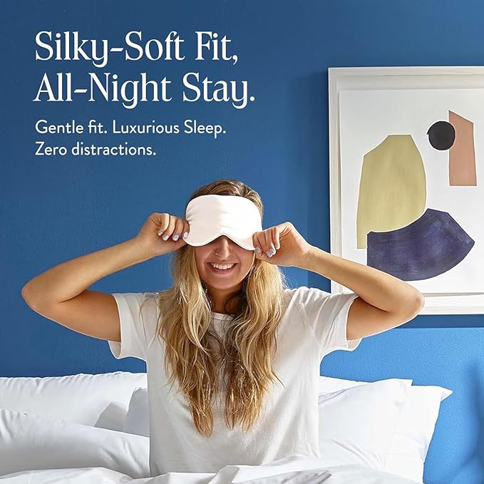 Brooklinen Silk Eye Mask for Sleeping – Ivory, 100% Mulberry Silk Sleep Mask with Soft Elastic Strap, Machine Washable, Breathable & Cool-to-the-Touch – Ideal for Sleeping & Traveling