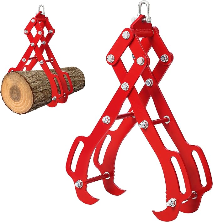 36 in Log Lifting Tongs with 4 Claw, Heavy Duty Steel Logging Tool Grabbler, Anti-Slip Dragging Tongs, Lumber Skidding Grabber for Tractors, Trucks, Firewood, Lumber