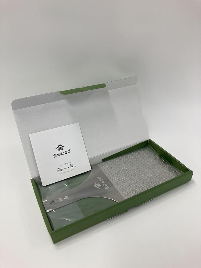 Sustainable Stainless Steel Wasabi Grater - Hagane Zame PRO - Grate Wasabi, Garlic, Ginger, Apples, Fruits, Vegetables, Creamy Texture/Kinjirushi Wasabi (Professional Size) 10.3 inch x 4.3 inch