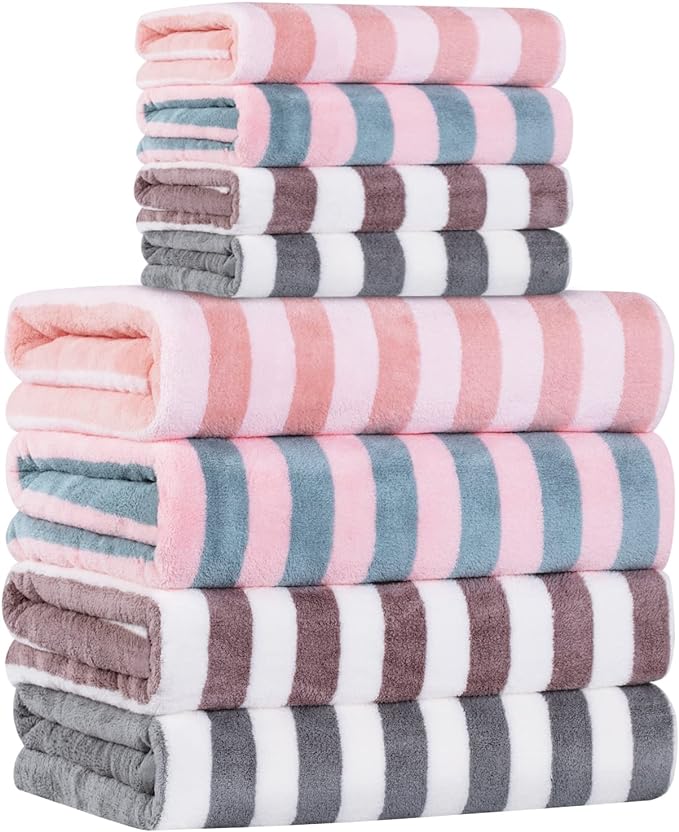 Microfiber Bath Towel Set 4 Bath Towels 4 Hand Towels 4 Colors for Shower Pool Beach Bathroom Super Absorbent Soft Quick Dry Lightweight