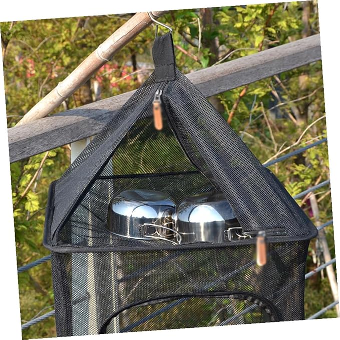 KOMBIUDA Outdoor Camping Bowl Storage Dryer Rack Drying Rack for Dishes Foldable Laundry Drying Mesh Net