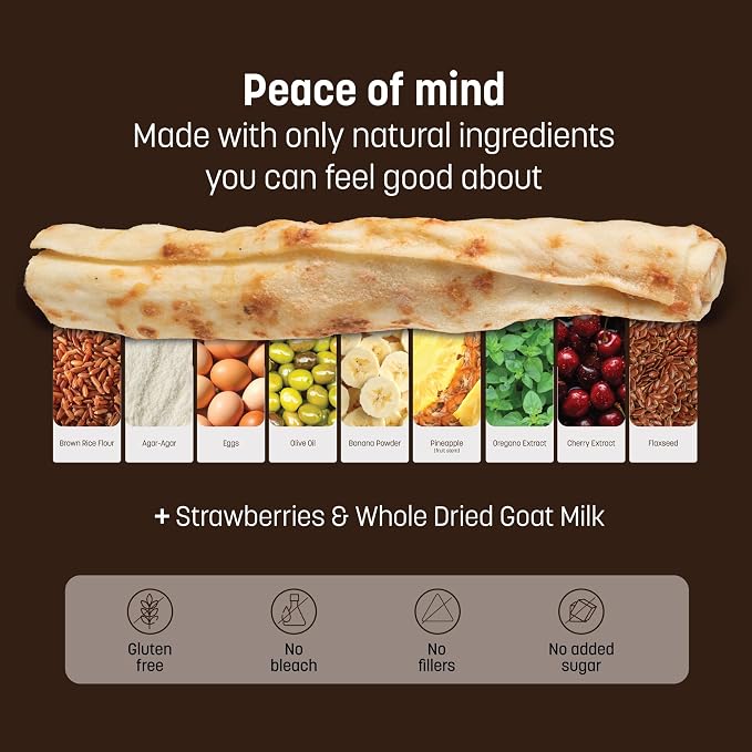 Earth Animal No-Hide Stix Strawberries & Cream Vegetarian Recipe Natural Rawhide Alternative Dog & Cat Chews, 20 Pack Value Pack