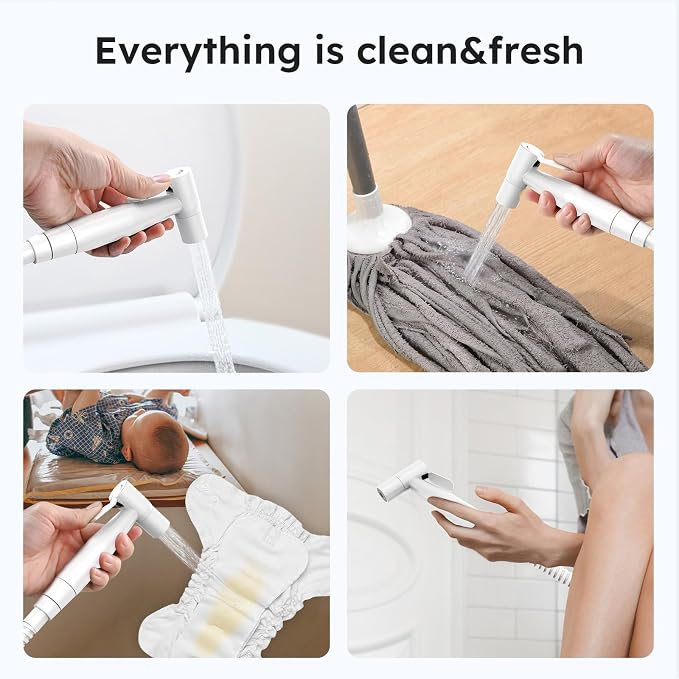 Arofa Bright White Bidet Sprayer for Toilet, Handheld Jet Sprayer Adjustable Water Pressure Muslim Shower with Bidet Hose, Bidets Faucet for Existing Toilets Cloth Diaper Spray for Baby/Feminine Wash