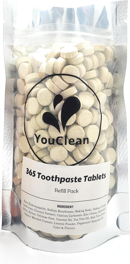 Refill Pack - 365 Toothpaste Tablets - Natural Remineralization & Whitening with Nano Hydroxyapatite - Travel or Daily Use - Fluoride Free (Cinnamon365)