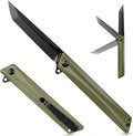 Pocket Knife GD22K, Flipper Open D2 Steel Tanto Folding knife with Durable G10 Handle,Men Women Everyday Carry EDC Knife,Sharp Camping Hiking Daily Work Knives