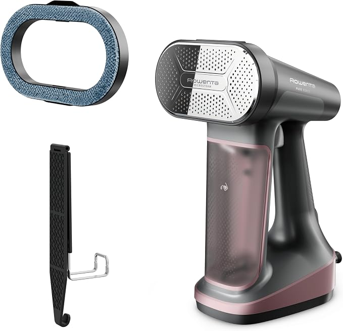 Rowenta Pure Force 3-in-1 Steamer Iron for Clothes XL Soleplate DR8865 | 40% larger soleplate, 300% more steam, 5 settings, Reversible pad system, 7.1 oz tank, 12 min autonomy, Auto-off