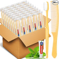 NICEMOVIC 240 Pack Disposable Toothbrushes Bulk with Toothpaste and Comb Travel Size Toothpaste Set Homeless Care Package Supplies for Bulk Individually Wrapped Disposable Travel Hotel Charity, Yellow