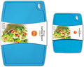 Thick Silicone Cutting Boards for Kitchen Silicone Chopping Boards/Mats Set of 2 Extra Large14.6''x10.43'', Mini 9.1”x7.1” Non-slip Deep Drip Juice Groove, Dishwasher Safe-Blue