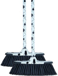 Superio Design Broom, Fancy Black and White Angle Broom, Cute Splash Design Kitchen Broom with Safety Bumper, 48" Indoor and Outdoor Sweeping Tool 2-Pack