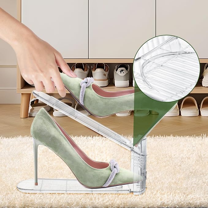Clear Shoe Slot Organizer, 36 Pack Adjustable Shoe Slots Organizer for Closet Clear Shoe Stackers Shoe Rack Holder Shoes Space Savers for a Pair of Shoes