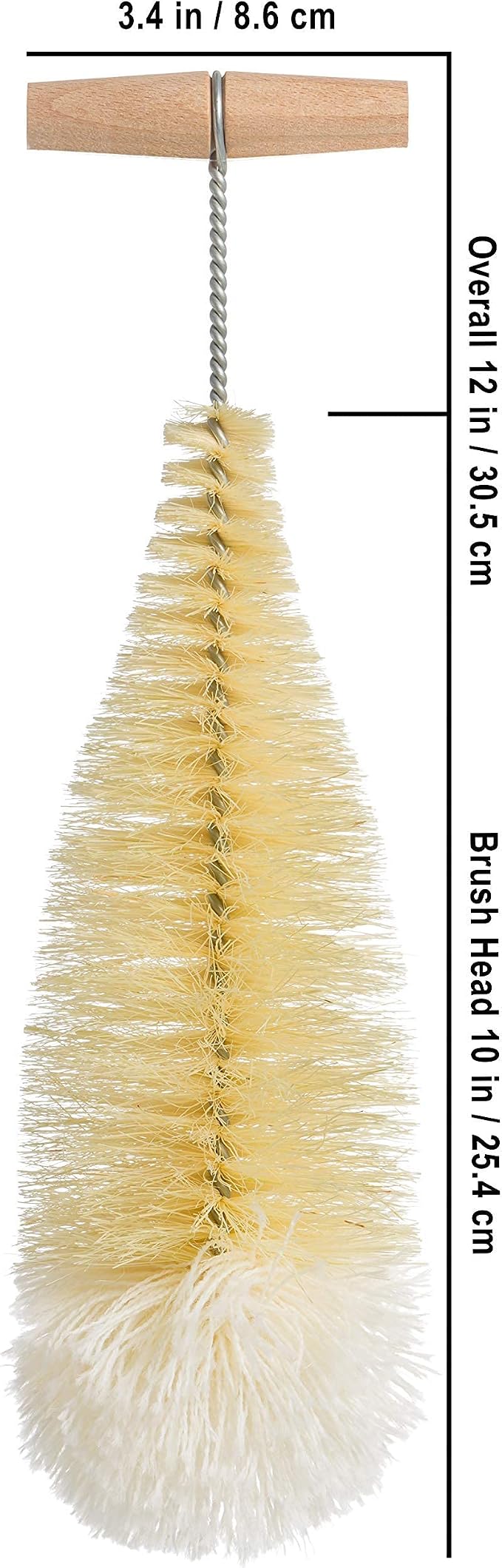 Redecker Tampico Fiber and Wool Soda Stream Bottle Brush with Beechwood Handle, Unique Teardrop Shape Easily Cleans Bottles, Jars and Specialty Glassware, 12-inches, Made in Germany