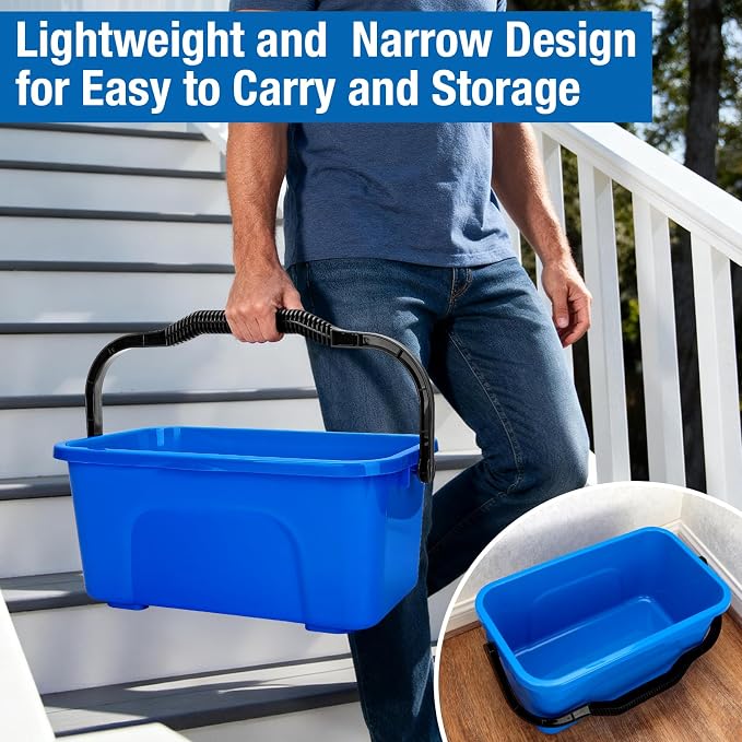 3 Gallon Mop Cleaning Water Bucket with Handle,4 Pack | Compact Square Plastic Bucket for Window Cleaning | Car Washing | Mopping & Household Cleaning Supplies Organizer Wash Bucket