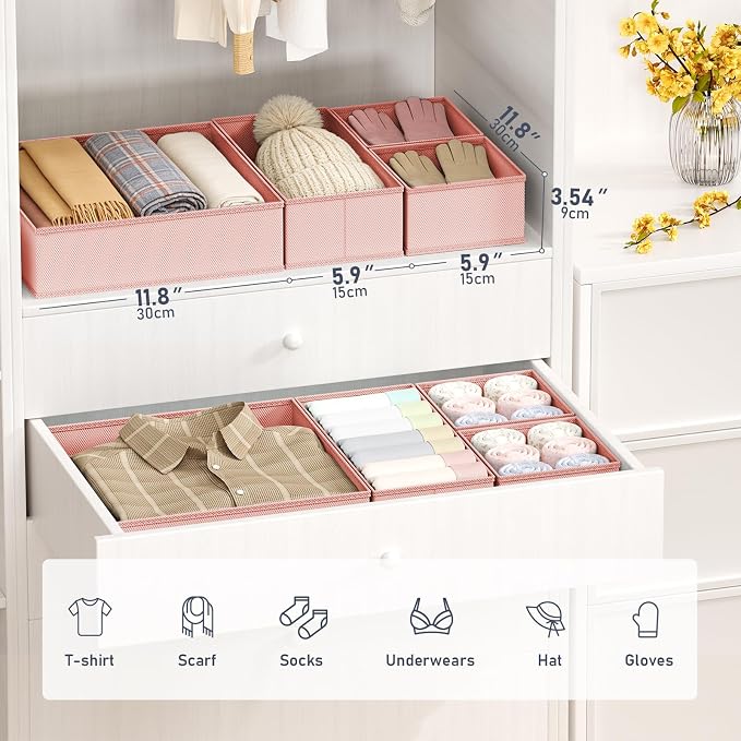 DIMJ Drawer Organizer Clothes 26 Pack - Foldable Baby Organizers and Storage Dresser Organizer for Bedroom, Closet Nursery Organization Dresser Dividers for underwear, Sock, Bra, Belt, Tie