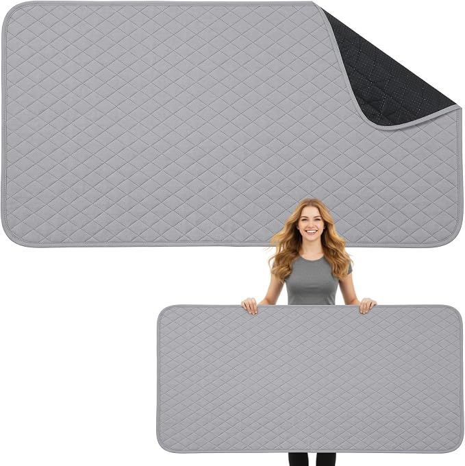 Tegeme 30 x 60 Inch Ironing Mat, Heat Resistant Foldable Iron Board Pad | For Tabletop & Countertop, Large Quilted Cotton Surface, Thick Heat Resistant Padding, Foldable Design, Home & Travel Use