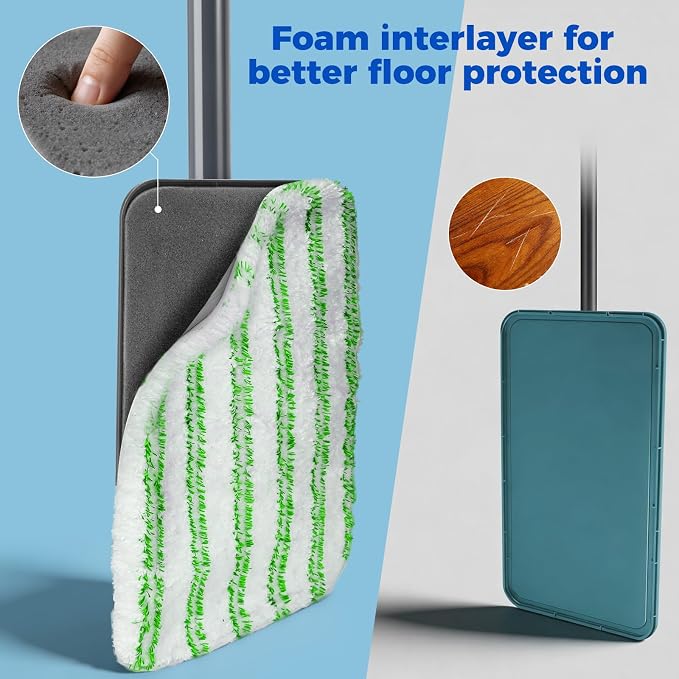 Masthome 16" Extra Large Microfiber Flat Mop for Floor Cleaning, 360° Rotating Dust Mop with 5 Washable Pads & 1 Cleaning Scraper, Wet Dry Mop for Hardwood Laminate Tile Ceramic