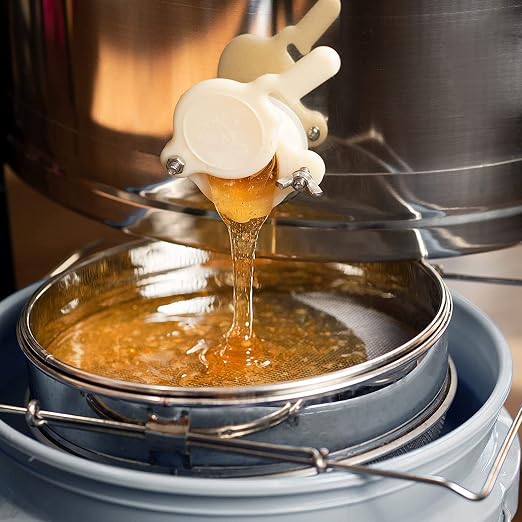 BEEXTM Honey Strainer Filter Stainless Steel Double Sieve for 5 Gal Bucket | Adjustable Arms 9"-16", 1875+650 Micron Dual Mesh, Food Grade, Easy Clean, for Beekeeping & Kitchen, for Honey, Yogurt, etc.