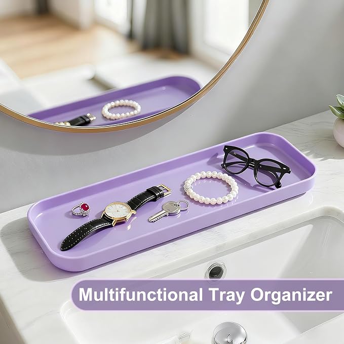 25 Pieces Bathroom Set Purple and Gold Bathroom Accessories Set, Shower Curtain and Rugs, Trash Can, Toilet Brush, Soap Dispenser, Soap Dish, Toothbrush Holder, Tumbler, Tray, Qtip Holder