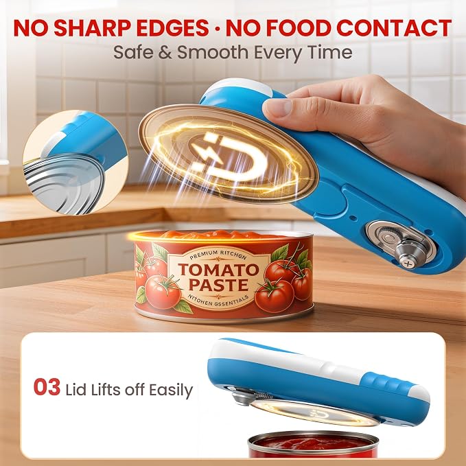 One Touch Electric Can Opener Automatic Can Opener for Seniors, Rechargeable Smooth Edge Can Opener with Magnetic Cover Catch, Food Safe Kitchen Gadget for Arthritis Hands