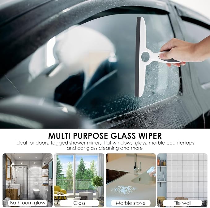 10 Pack Shower Squeegee for Glass Doors/Walls Bulk,10" Squeegee with Adhesive Hook,All-Purpose Bathroom Cleaner Tool Household Shower Squeegee for Shower Doors, Bathroom,Mirror, Window and Car Glass