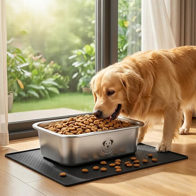 2 Pack Stainless Steel Dog Bowls for Large Dogs with Non-Slip Mat, High Capacity Metal Dog Food Bowls, Food and Water Bowl for Larges, X-Large, and Big Dogs 0.85 Gallons