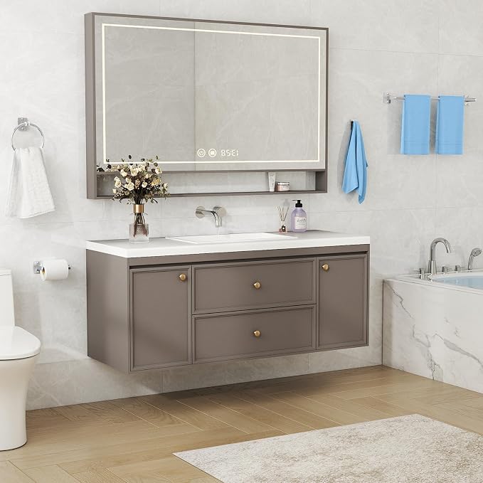 KLJKPA 20 Pieces Bathroom Accessories Set, Brushed Nickel Bathroom Hardware Set, 24 inch Towel Bar, Towel Racks for Bathroom, Robe Towel Hooks, Toilet Paper Holder Wall Mounted