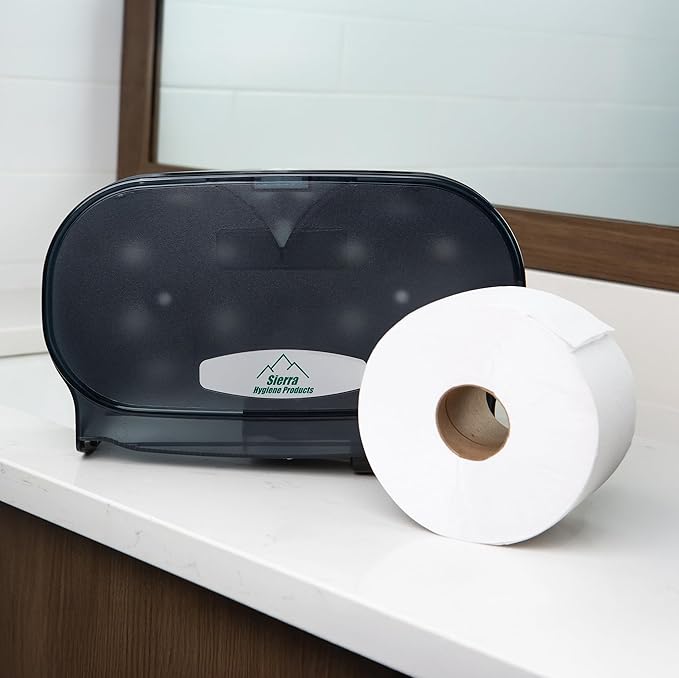 Sierra Hygiene Little Big Roll 2-Ply Toilet Paper Roll 3.5" x 420’ (1,260 Sheets) with 6” diameter - 24/Case - Compatible ONLY with Sierra Hygiene Dispensers