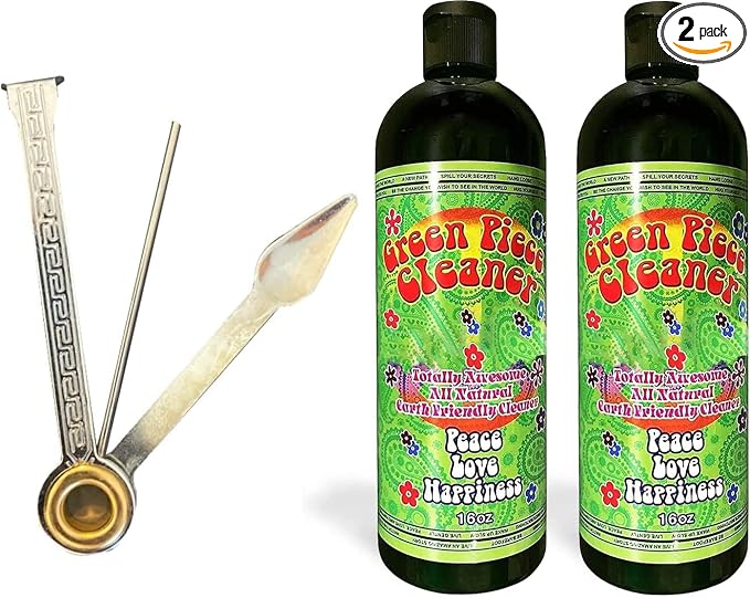 Green Piece® Cleaner - Two of the 16 oz Bottles of Glass Cleaner (Made in USA) - Including a 100% Stainless Steel Reamer - 3 in 1 tool - Excellent for grimey pieces