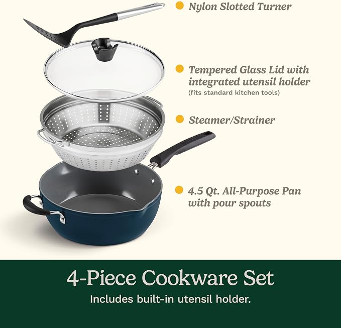 Cuisinart Preferred Pan 4-Pc Set - Sienna Sky (4.5 Qt. Multi-Purpose Pan w/Cover, Steamer, Slotted Turner)