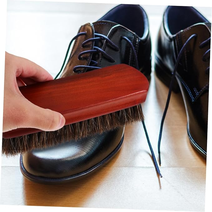 4pcs Portable Wooden Horsehair Shoe Brush for Cleaning Small Scrubber for Boots and Shoes Material for Polishing and Maintaining Footwear