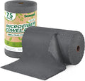 Microfiber Cleaning Cloths Roll, 75 Pack Tear Away Microfiber Towels Roll, 12" x 12" Lint Free Rags, Reusable Cleaning Cloths, Washable, Scratch Free,Ultra Absorbent Dish Rags(Dark Grey)