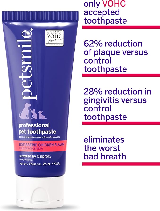 Petsmile Teeth Brushing Kit, Toothpaste + Brush, Rotisserie Chicken 2.5 Oz | Toothpaste + 45° Patented Brush, VOHC Accepted, Calprox® Powered, Fights Plaque + Tartar, Remineralizes Teeth, 4-Month Supply