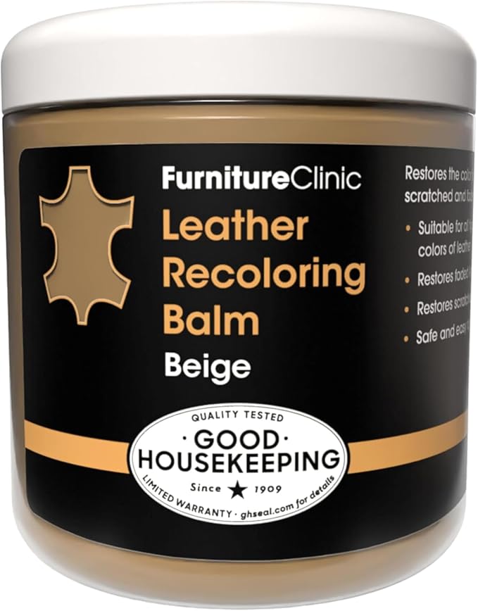 Furniture Clinic The Original Leather Recoloring Balm | Beige Leather Dye | Repair Scratched, Faded, & Worn Leather | Restore Your Leather Couches, Sofas, Car Seats, and Furniture | 250 ml / 8.5 fl oz