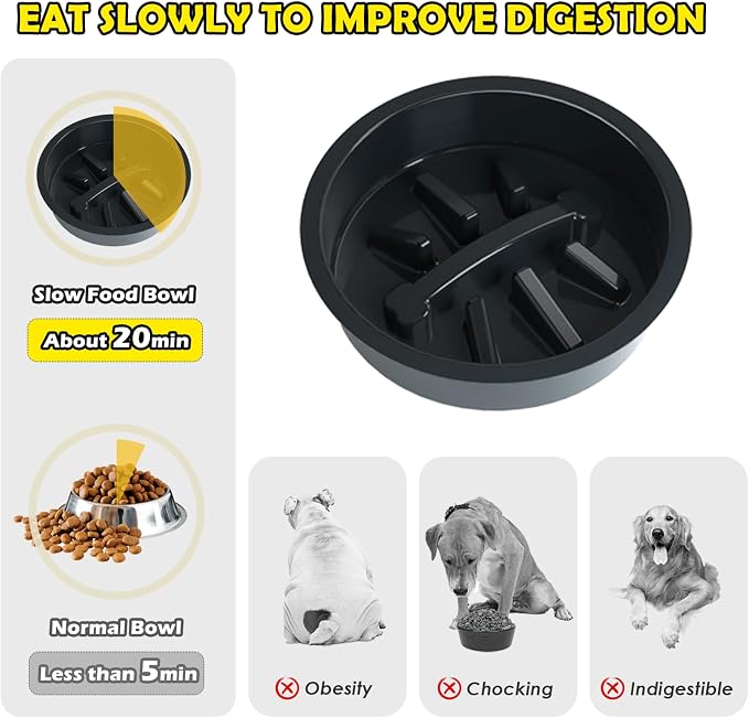 SHAINFUN Elevated Dog Bowl Stand with 4 Stainless Steel Bowls (58oz) & 1 Slow Feeder, 9 Height Adjustable Raised Dog Bowl from 4.9" to 14.5" for Large Dogs & Multi-Pet Homes