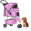 BestPet 3 Wheels Pet Dog Stroller Cat Cage for Medium Small Dogs Cats Travel Folding Carrier Waterproof Puppy Stroller with Cup Holder & Removable Liner,Pink