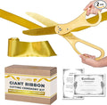 Crutello Ribbon Cutting Ceremony Kit - Grand Opening Ribbons and Scissors - 20"Giant Gold Scissors and 30 Foot Large Gold Ribbon 4"Wide - Ceremonial Kit