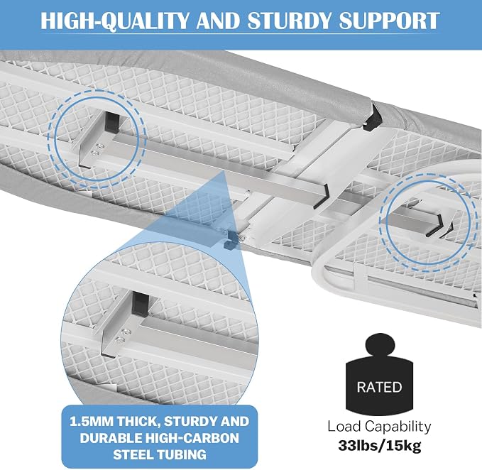 Wall Mounted Ironing Board with Height Adjustment, Foldable 36 x 12 Inch | Wall Mount Iron Board Space-Saving Ironing Board with Removable Heat Resistant Cover for Small Spaces Home Laundry Room