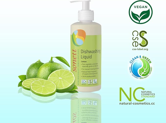 Sonett Organic Dishwashing Liquid Organic 100% Biodegradable Lemon, 10 Fl.Oz (Pack of 6)