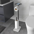 FEILERN Toilet Paper Holder Stand for Bathroom Floor Standing Toilet Roll Dispenser Storages 4 Reserve Rolls, with Top Storage Shelf for Cell Phones, Wipe, Wallet and More(Marble Black)
