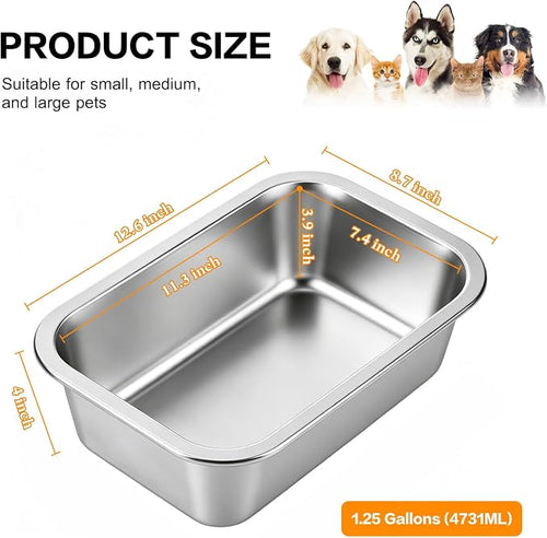 1.25 Gallons Stainless Steel Large Dog Water Bowl, Outdoor Dog Water Bowl, High Capacity Metal Dog Food Bowls, for Dog & Cat, Big, X- Large Pet