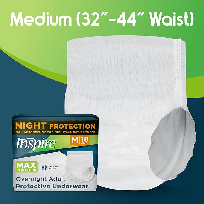 Inspire Adult Diapers Women or Men - MAX Absorbency | Our Most Absorbent and Dry, Incontinence Underwear for Women or Men | Leak Proof Diaper Overnight or Daytime for Heavy